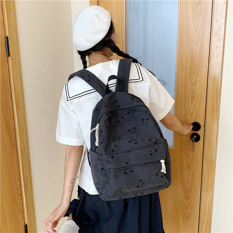 Casual backpack with panda motif LoungeYard — product view 3