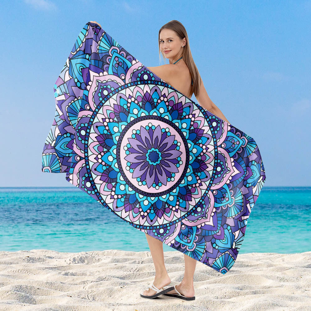 Beach towel with maritime turtle design LoungeYard — product view 7