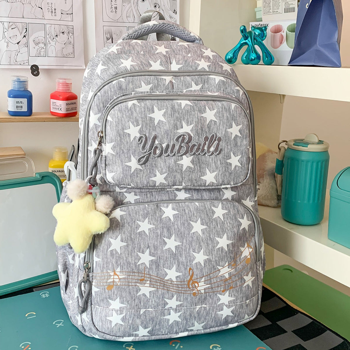 Star-Patterned Canvas Backpack LoungeYard — product view 7