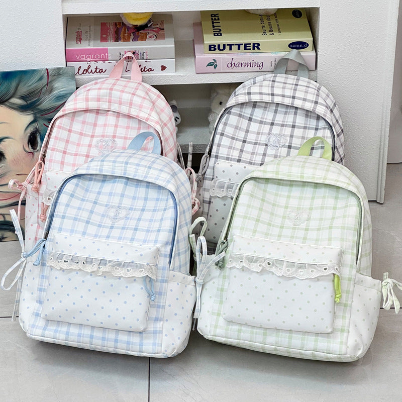 Decorative Plaid Backpack LoungeYard — product view 4