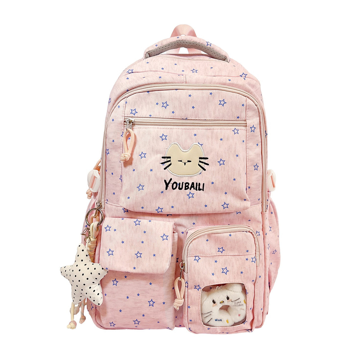 Playful Cat-Print School Backpack LoungeYard — product view 5