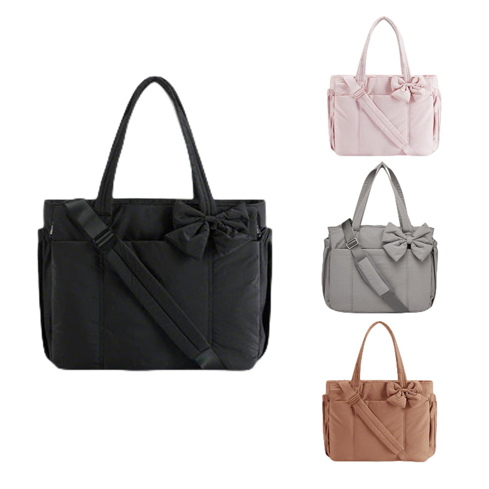 Practical tote bag with retractable shoulder strap and fashionable bow LoungeYard — product view 1