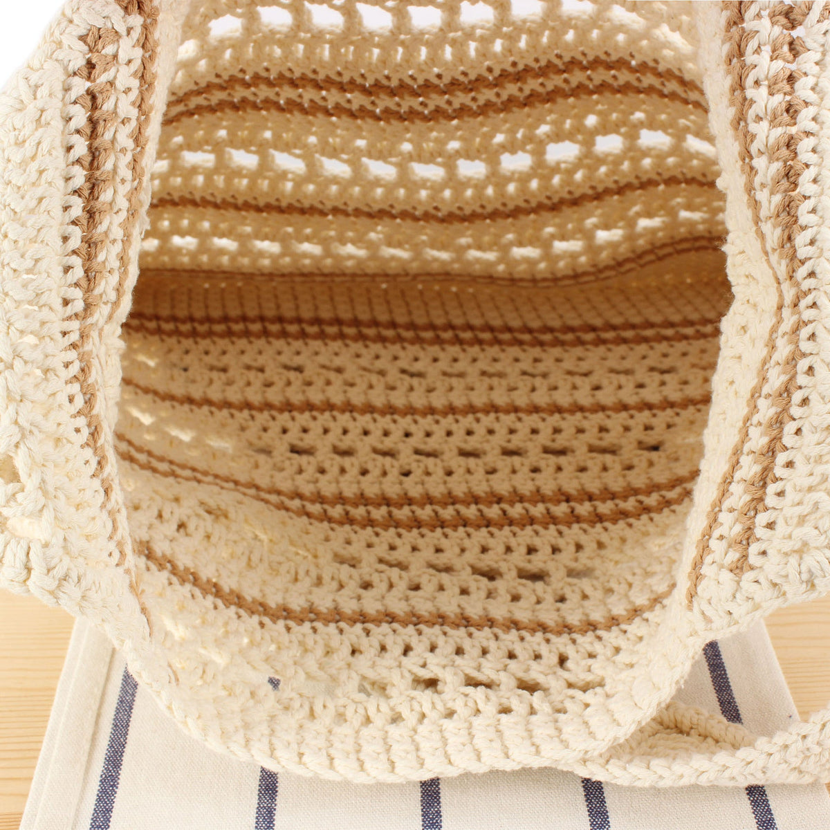 Braided Macrame Shoulder Bag with Modern Stripes LoungeYard — product view 3