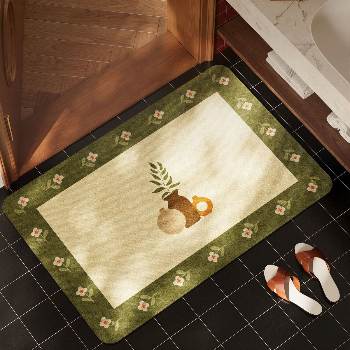 Floral Pattern Non-Slip Bath Mat — product view 1