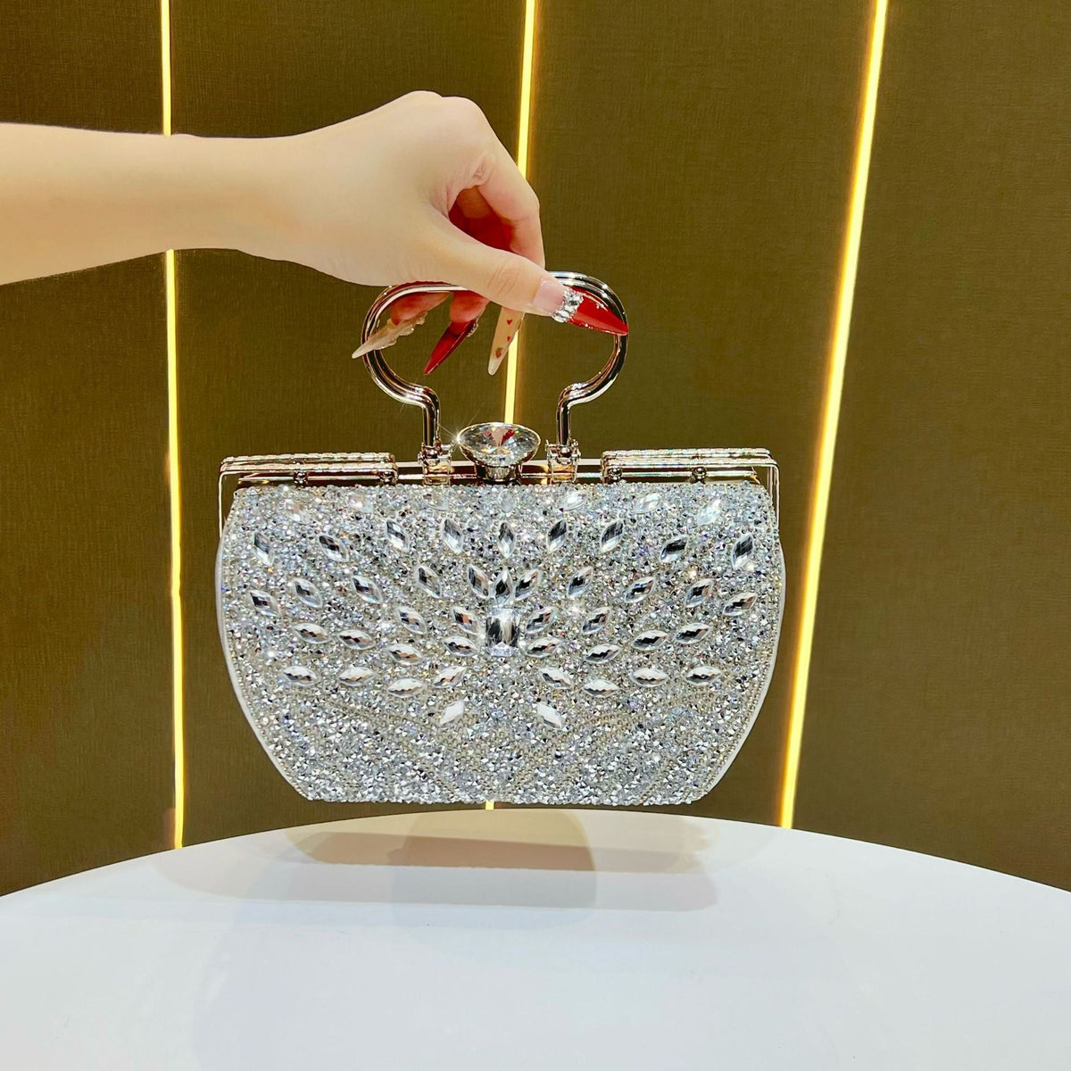 Floral-Inspired Crystal Evening Handbag — product view 6