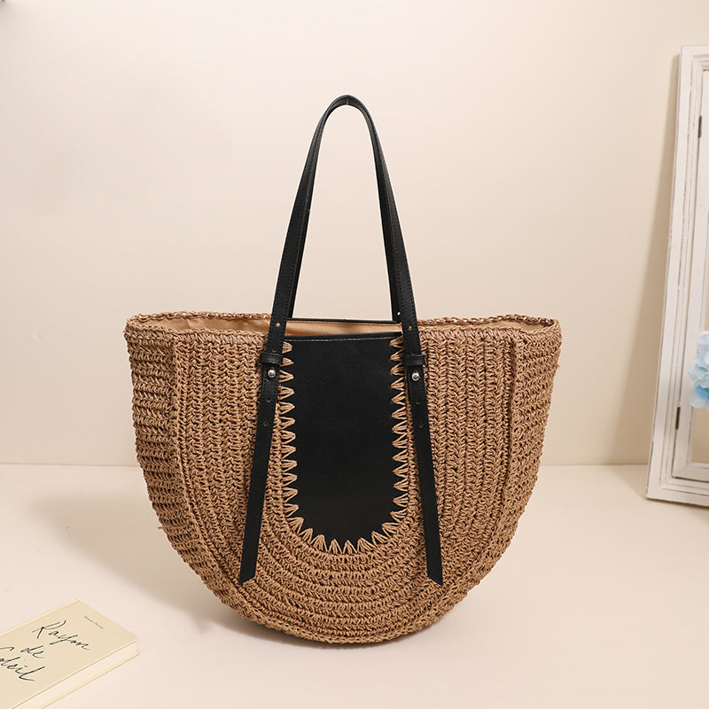 Elegant Handmade Straw Bag with Leather Accents LoungeYard — product view 2