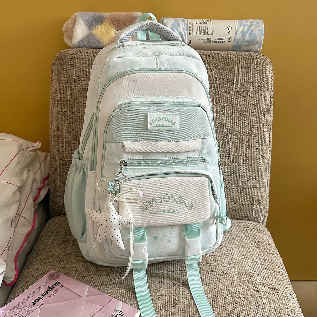 Trendy Star Print Backpack — product view 3