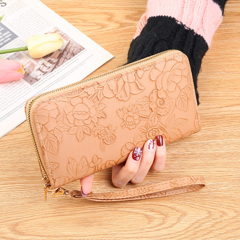 Floral Embossed Zip-Around Wallet — product view 1