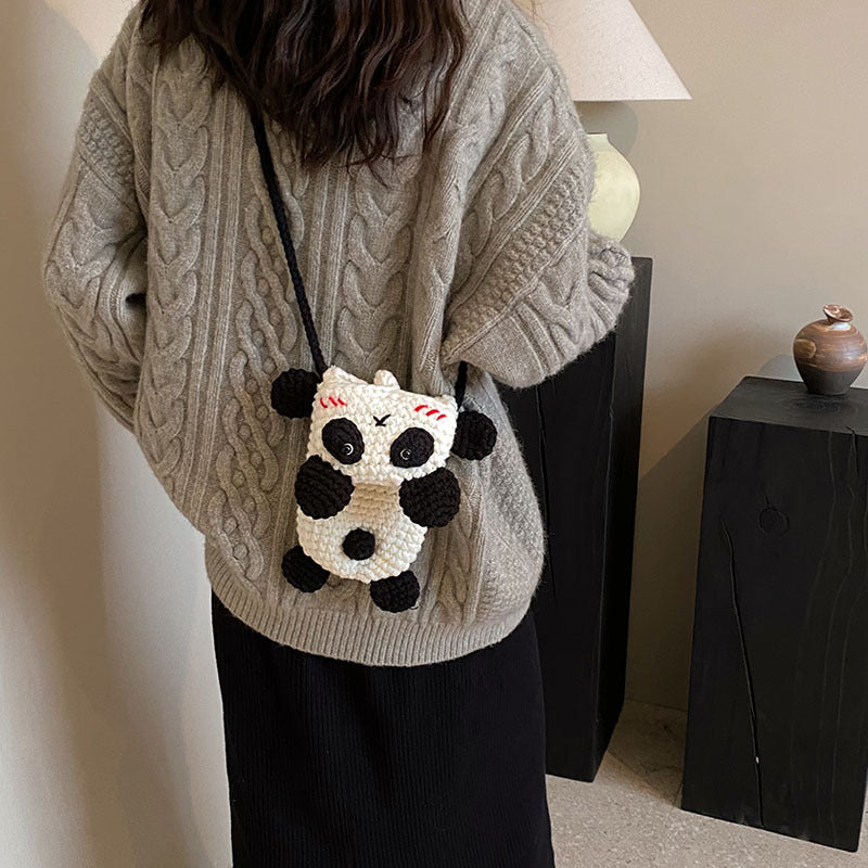 Cute Panda-Themed Crochet Mini Handbag — product view 3