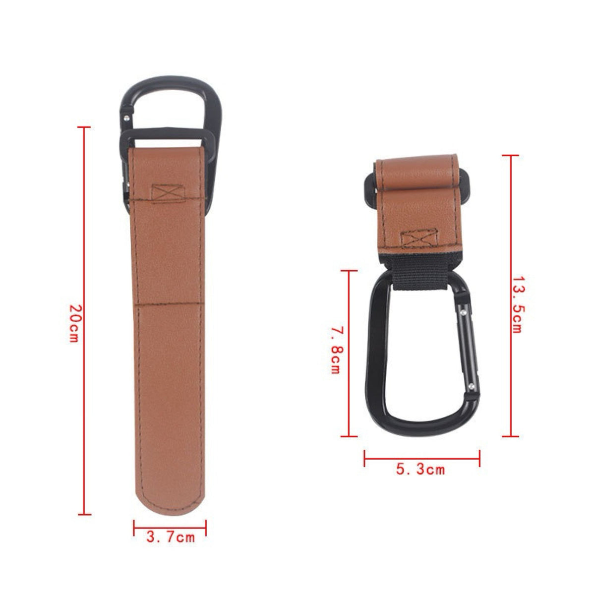 Heavy-Duty Leather Loop Stroller and Bag Carabiner Hook — product view 3