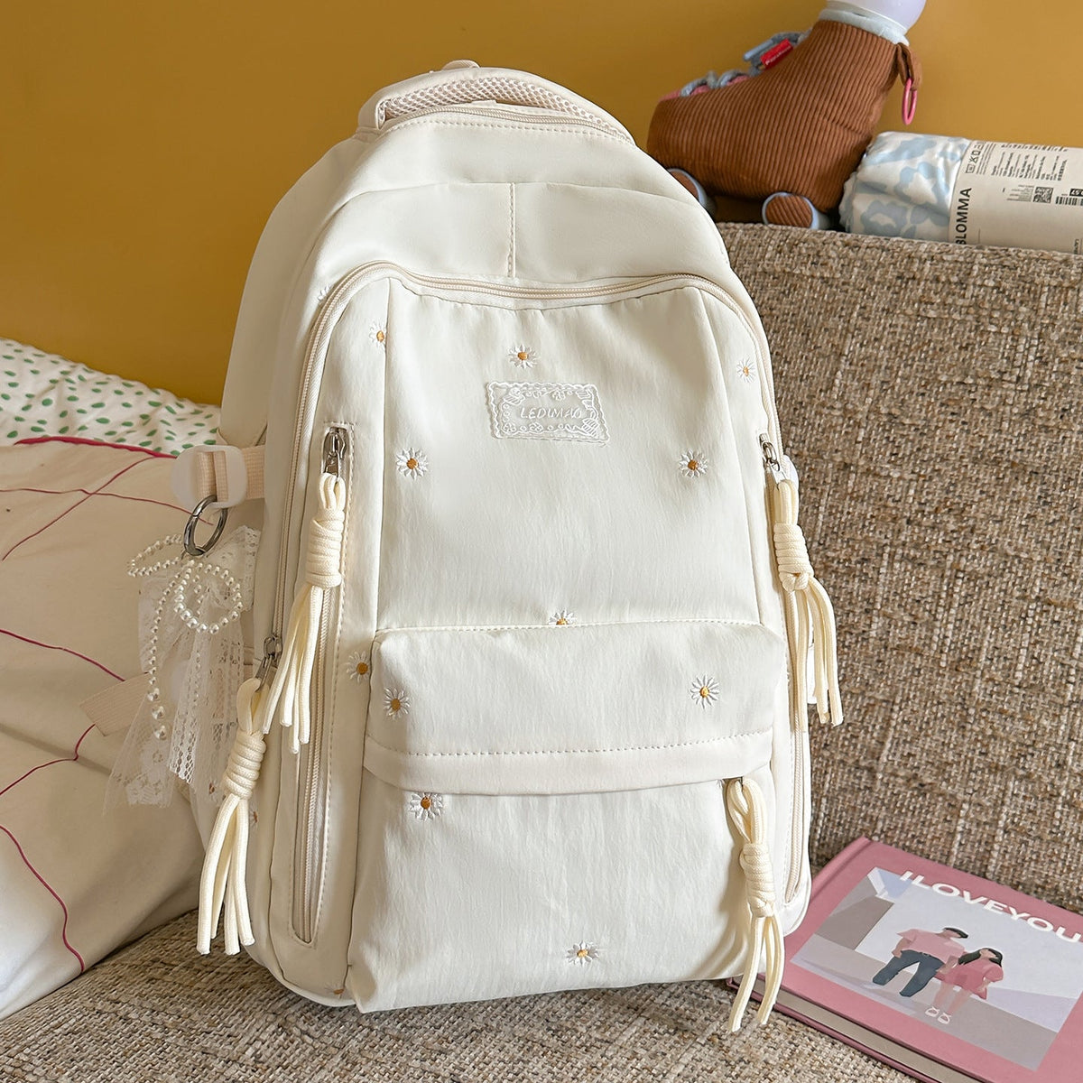 Decorative Floral Embellished Backpack LoungeYard — product view 6