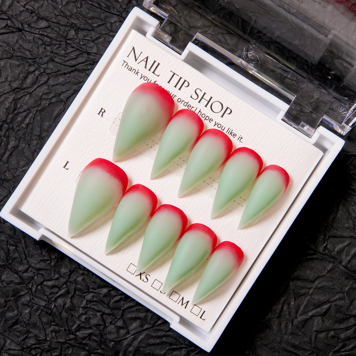 Stiletto Press-On Nail Set with Ombre Tip Design — product view 3