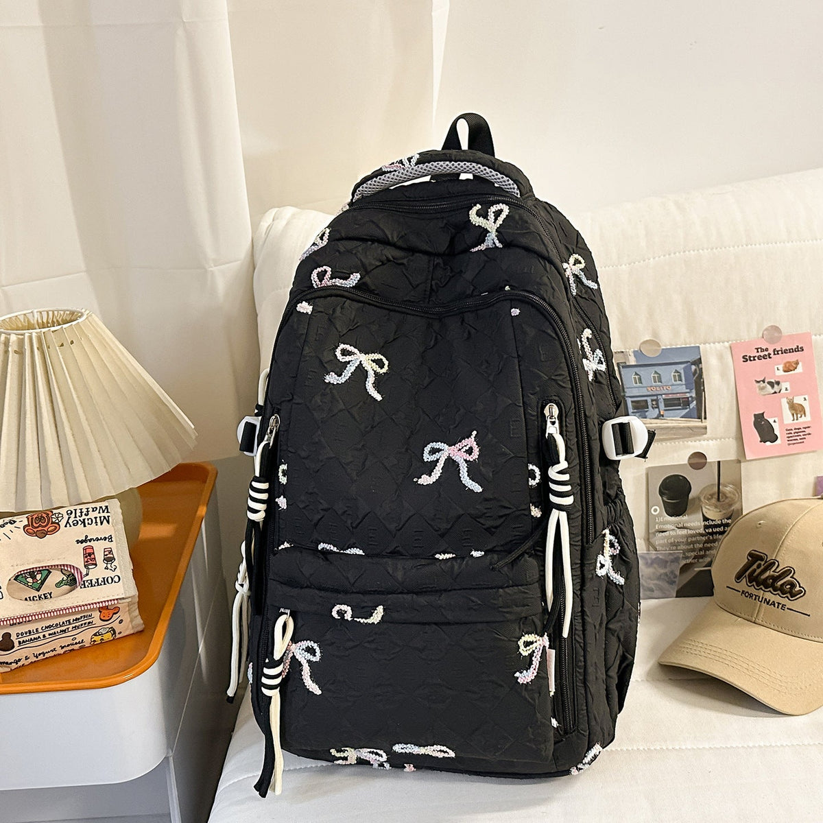 Embroidered Quilted Backpack LoungeYard — product view 6