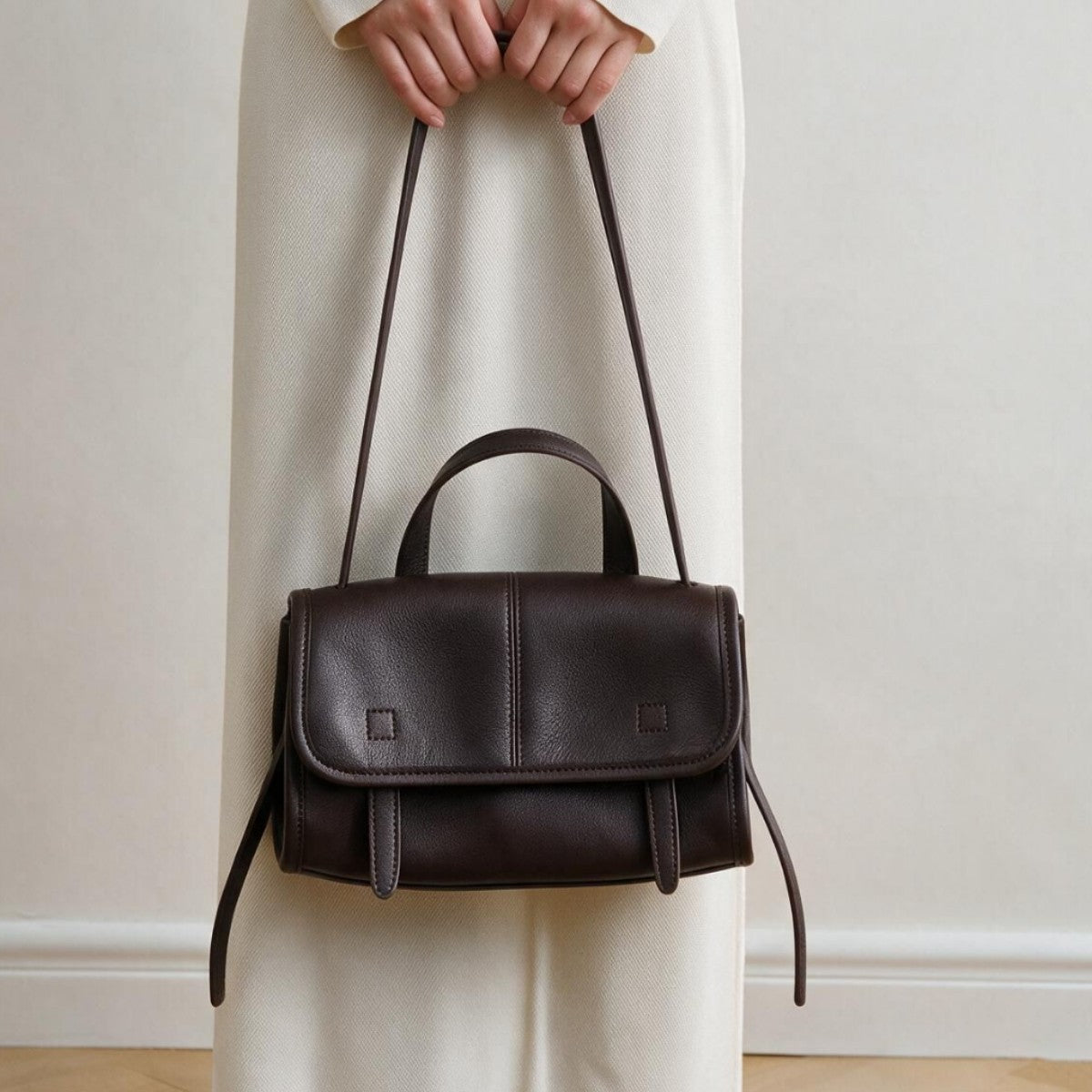 Structured Pebbled Top-Handle Flap Satchel Crossbody — product view 4