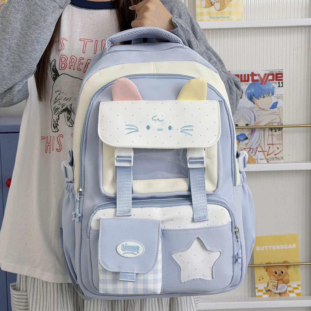 Cute Cat-Ear Themed Backpack LoungeYard — product view 2
