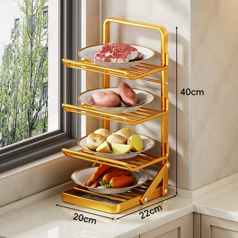 Three-Tier Adjustable Foldable Countertop Fruit and Vegetable Storage Rack — product view 2