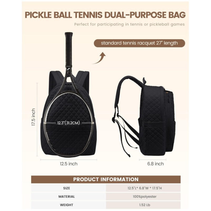 Quilted Tennis Racket Backpack LoungeYard — product view 2