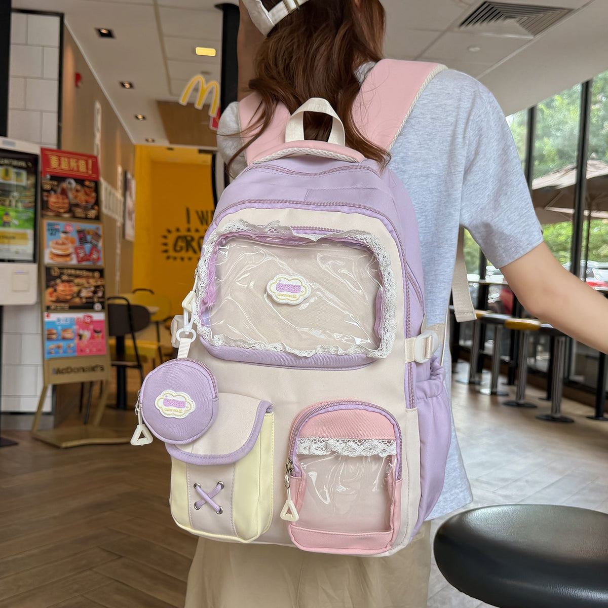 Cute Decorative Multi-Pocket Backpack LoungeYard — product view 2