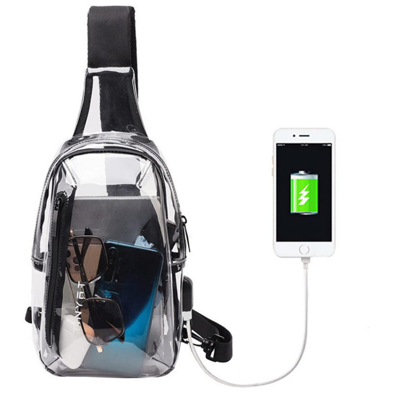 Transparent sling bag with practical multi-pocket design LoungeYard — product view 3