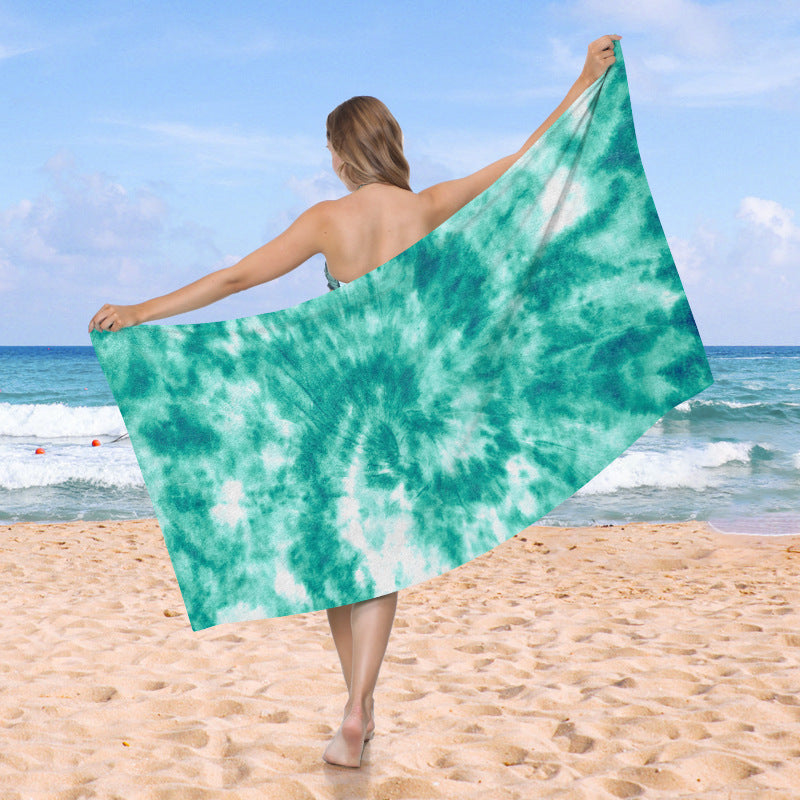 generously cut beach towel with TIE-DYE pattern LoungeYard — product view 1