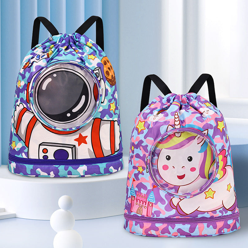 Solid Color Backpack with Unicorn Motif LoungeYard — product view 1