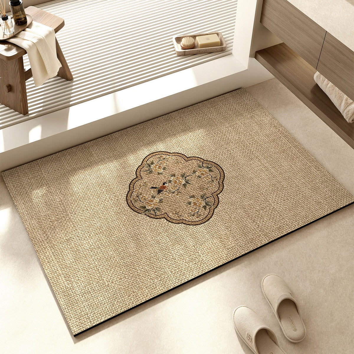 Decorative Floral Pattern Bath Mat — product view 1