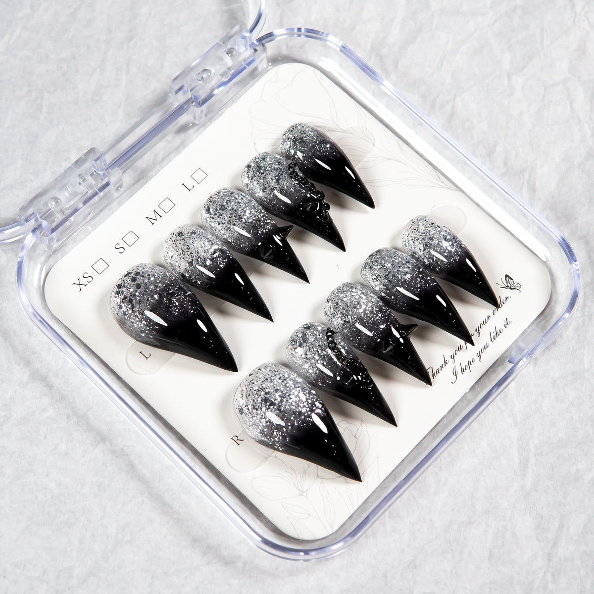 Glitter Ombre Stiletto Press-On Nails — product view 3
