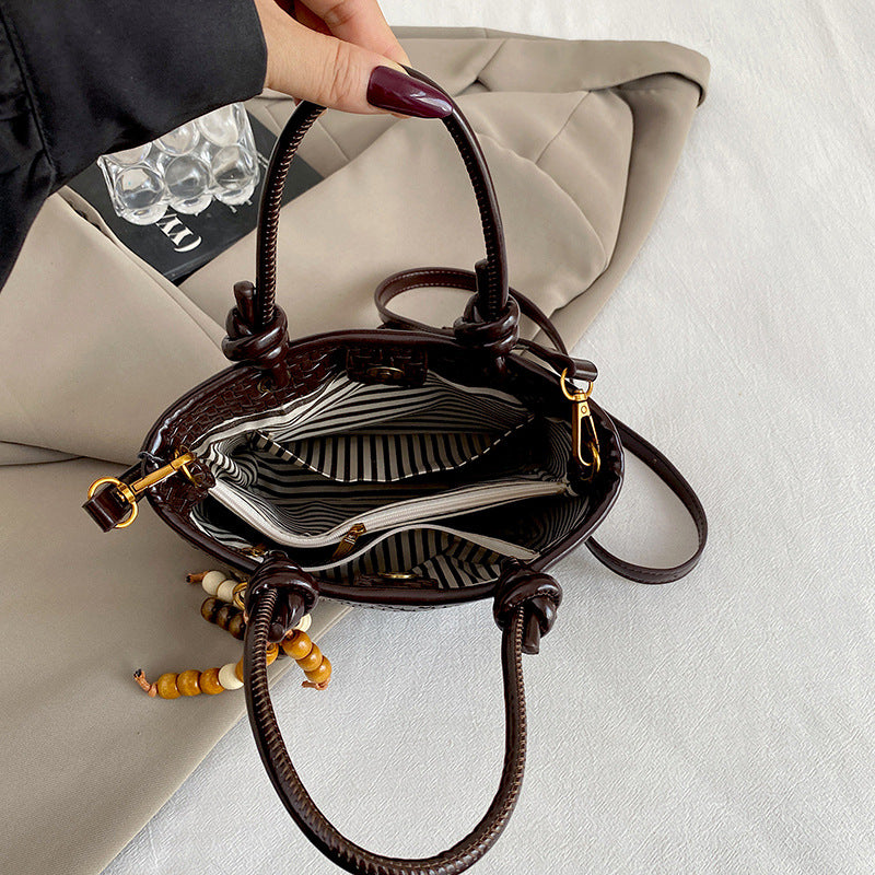 Woven Leather Mini Handbag — product view 3