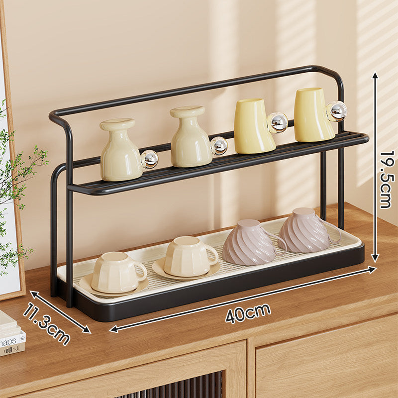Two-Tier Countertop Cup and Mug Drying Rack with Removable Drip Tray — product view 3