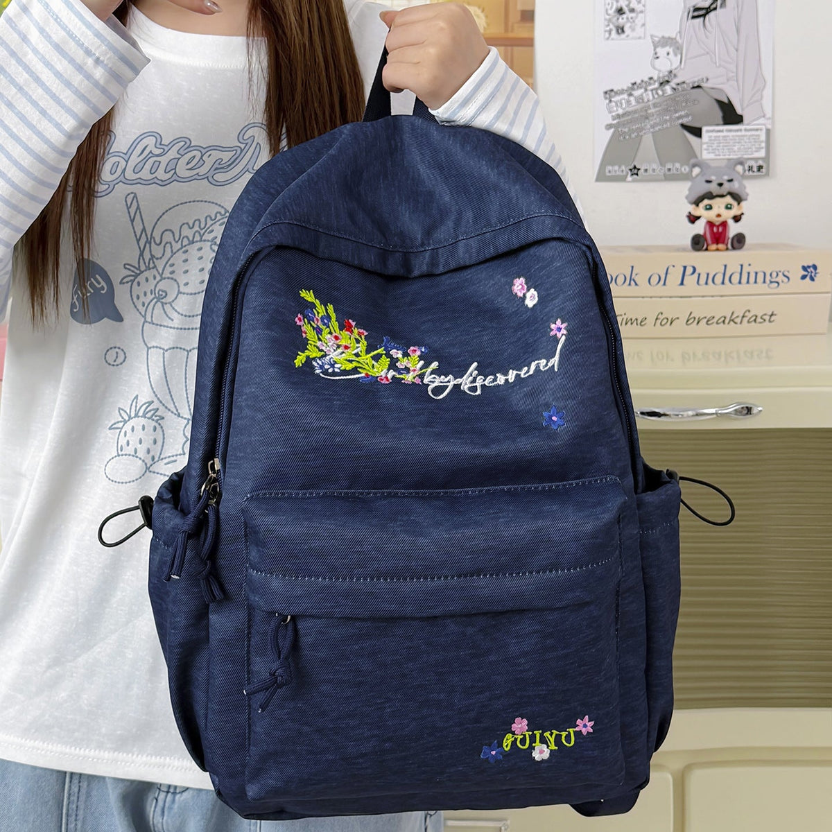 Floral Embroidered Backpack LoungeYard 1791206093 — product view 2