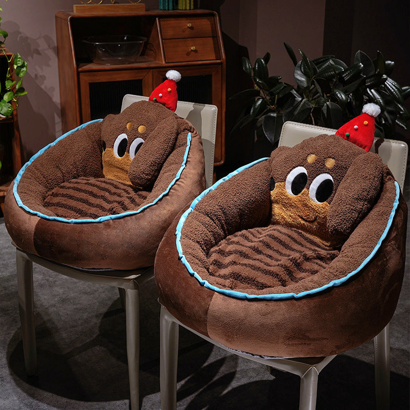 Plush Dog Bed Snuggle Nest for Small Dogs and Cats with Raised Edge — product view 3