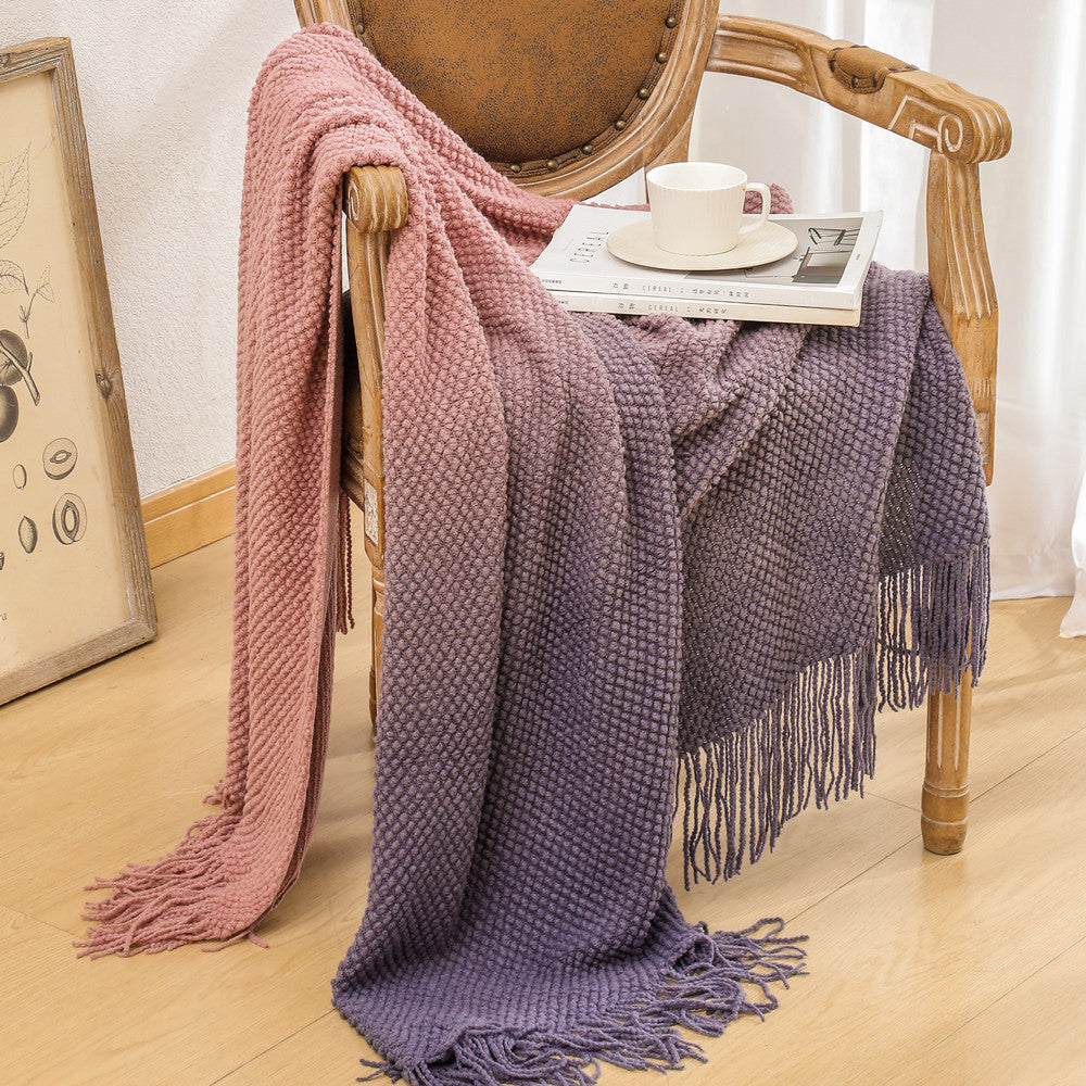 Luxury Textured Fringed Throw Blanket LoungeYard — product view 7