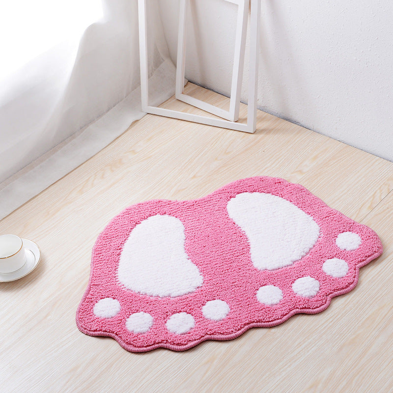 Paw Print Shaped Plush Bath Mat Bowlift — product view 3