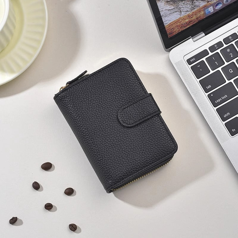 Textured Leather Zippered Card Organizer LoungeYard — product view 6