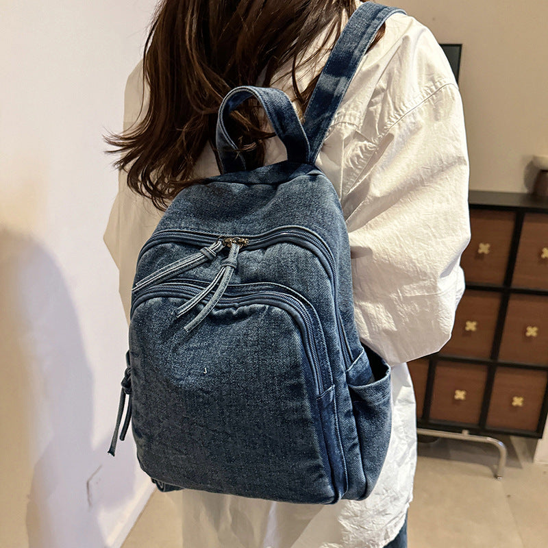 Durable Denim Backpack LoungeYard — product view 2
