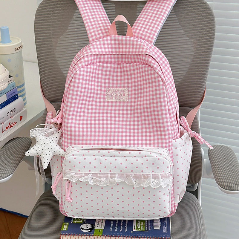 Stylish Gingham Pattern Backpack LoungeYard — product view 3