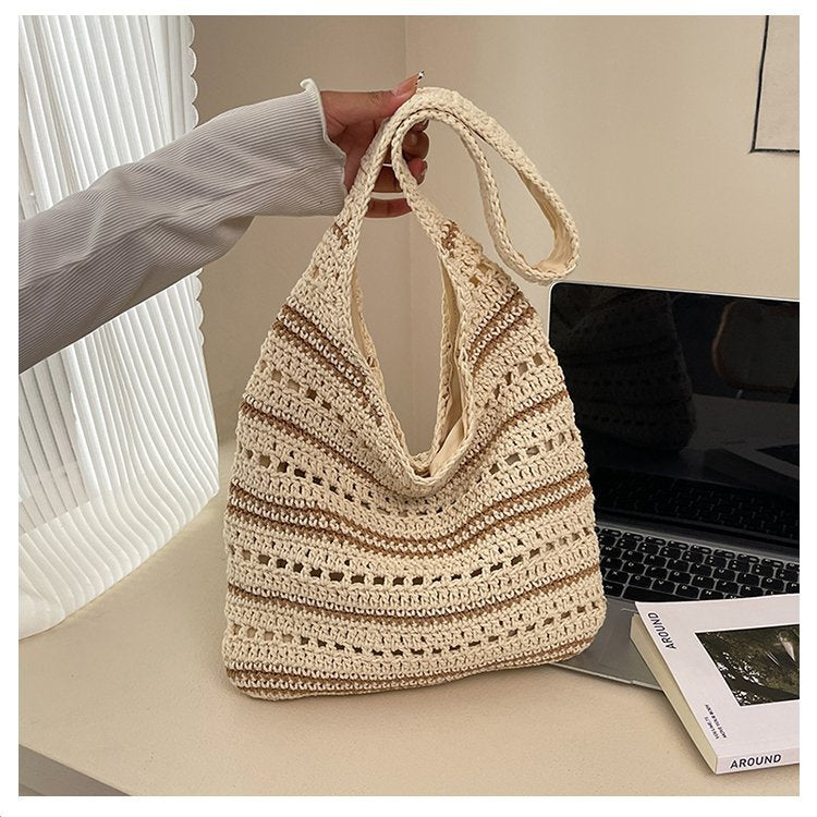 Macrame Beach Bag with Modern Structural Details LoungeYard — product view 6
