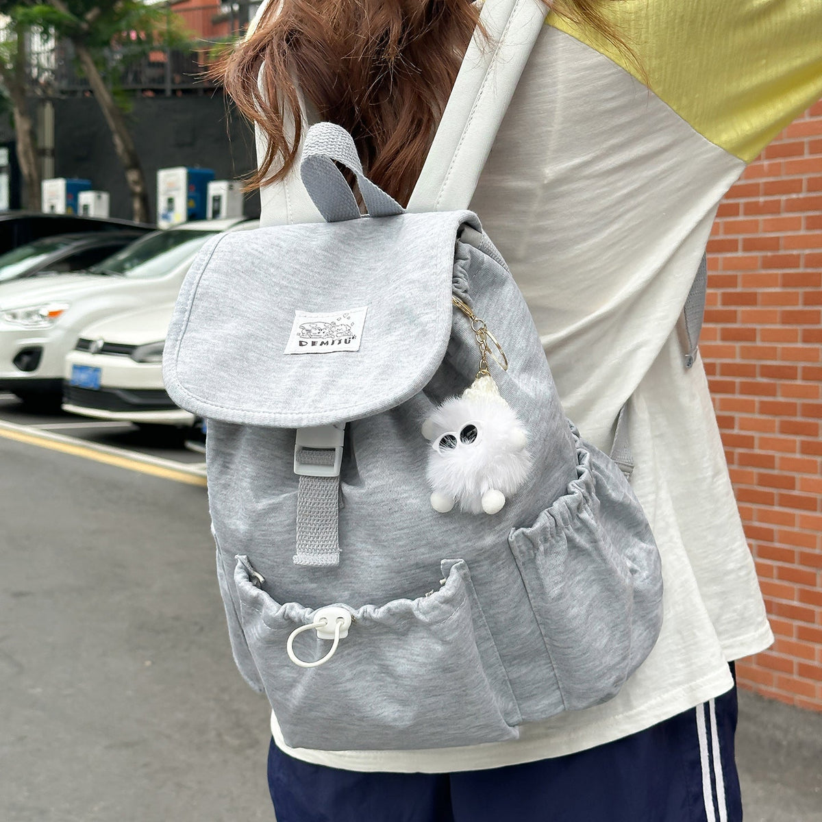 Casual Drawstring Flap Backpack LoungeYard — product view 2