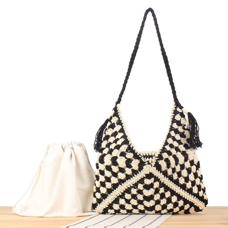 Handcrafted macramé shoulder bag with unique pattern LoungeYard — product view 6