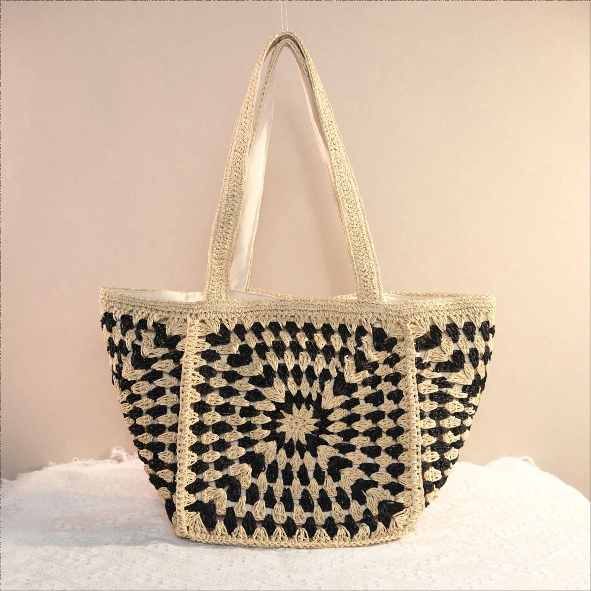 Shoulder bag with unique granny square design LoungeYard — product view 2