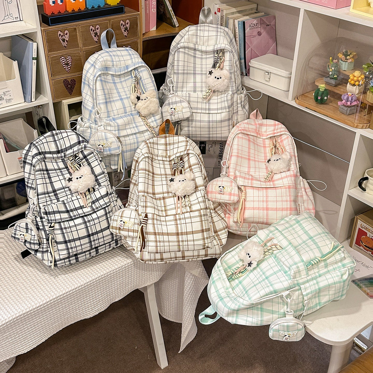 Playful Plaid Design School Backpack LoungeYard — product view 4