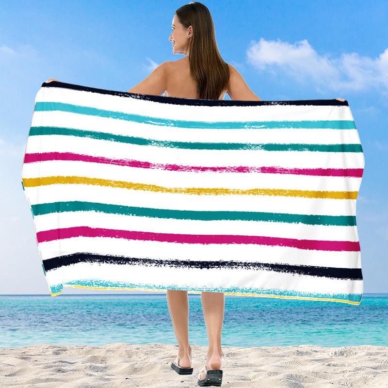 XXL Beach blanket with colorful stripe pattern LoungeYard — product view 7