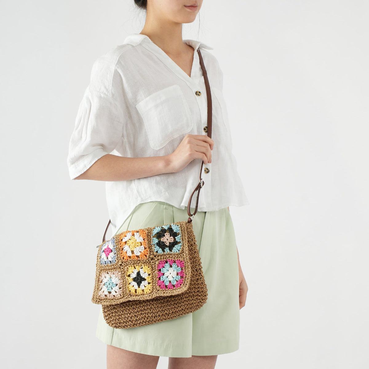 Comfortable shoulder bag with colorful hexagon pattern LoungeYard — product view 2