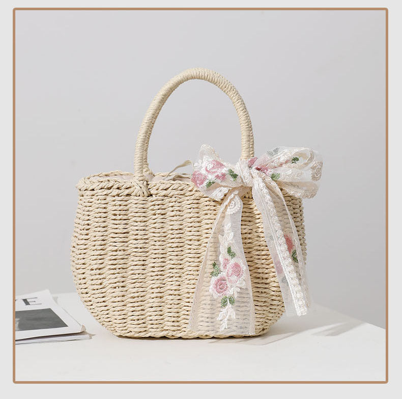 Elegant Bast bag with Floral Bow Detail LoungeYard — product view 7