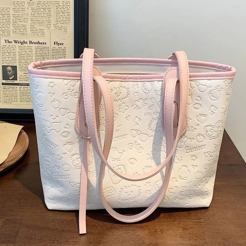 Embossed Pattern Shoulder Tote LoungeYard — product view 6