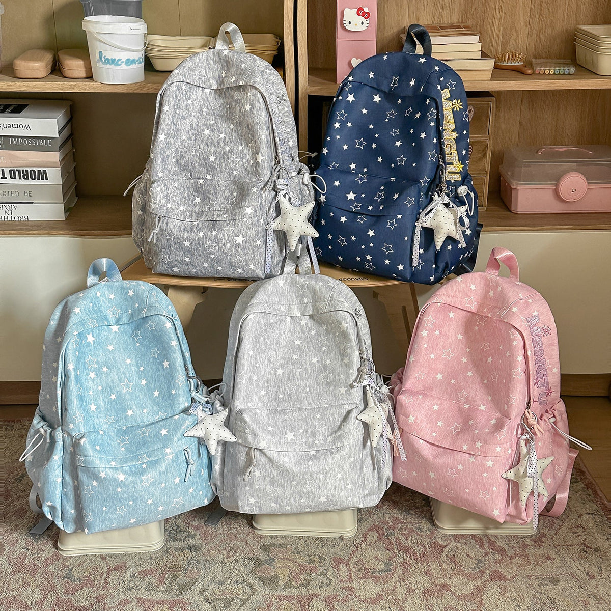 Stylish Star-Embellished Backpack LoungeYard — product view 4