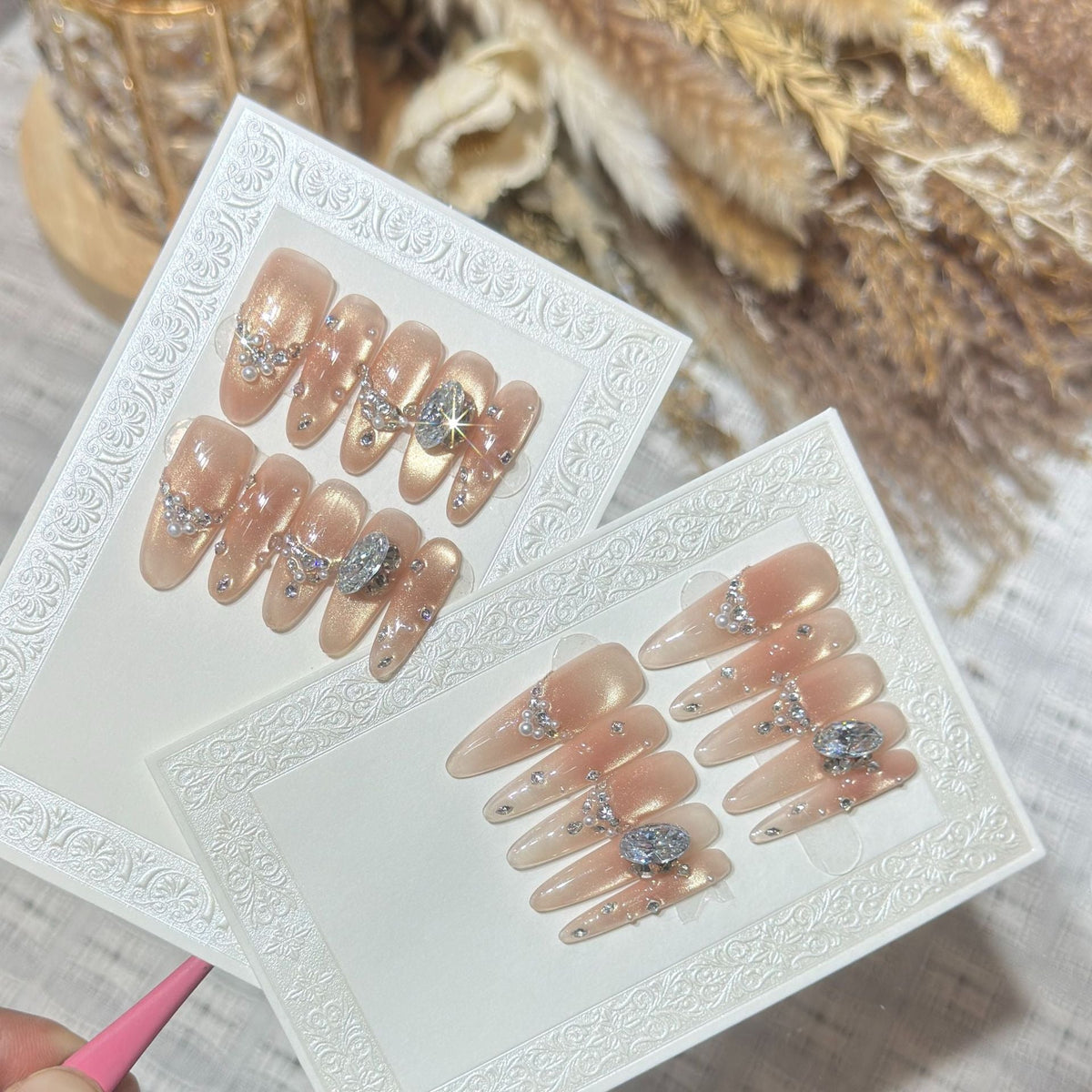 Glittery Rhinestone-Embellished Press-On Nails — product view 3