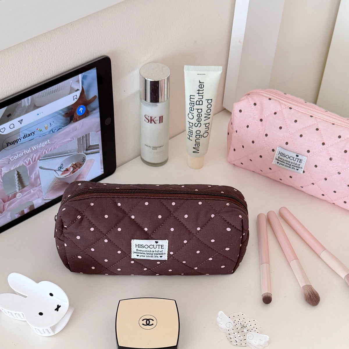 Quilted Cosmetic Pencil Case — product view 2