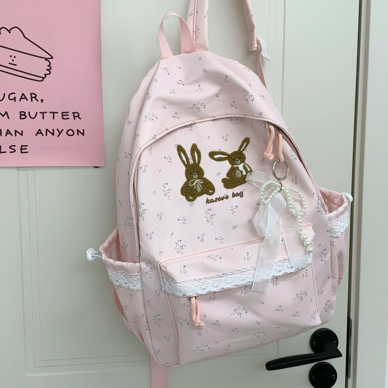 Cute Bunny-Themed Casual Backpack LoungeYard — product view 6