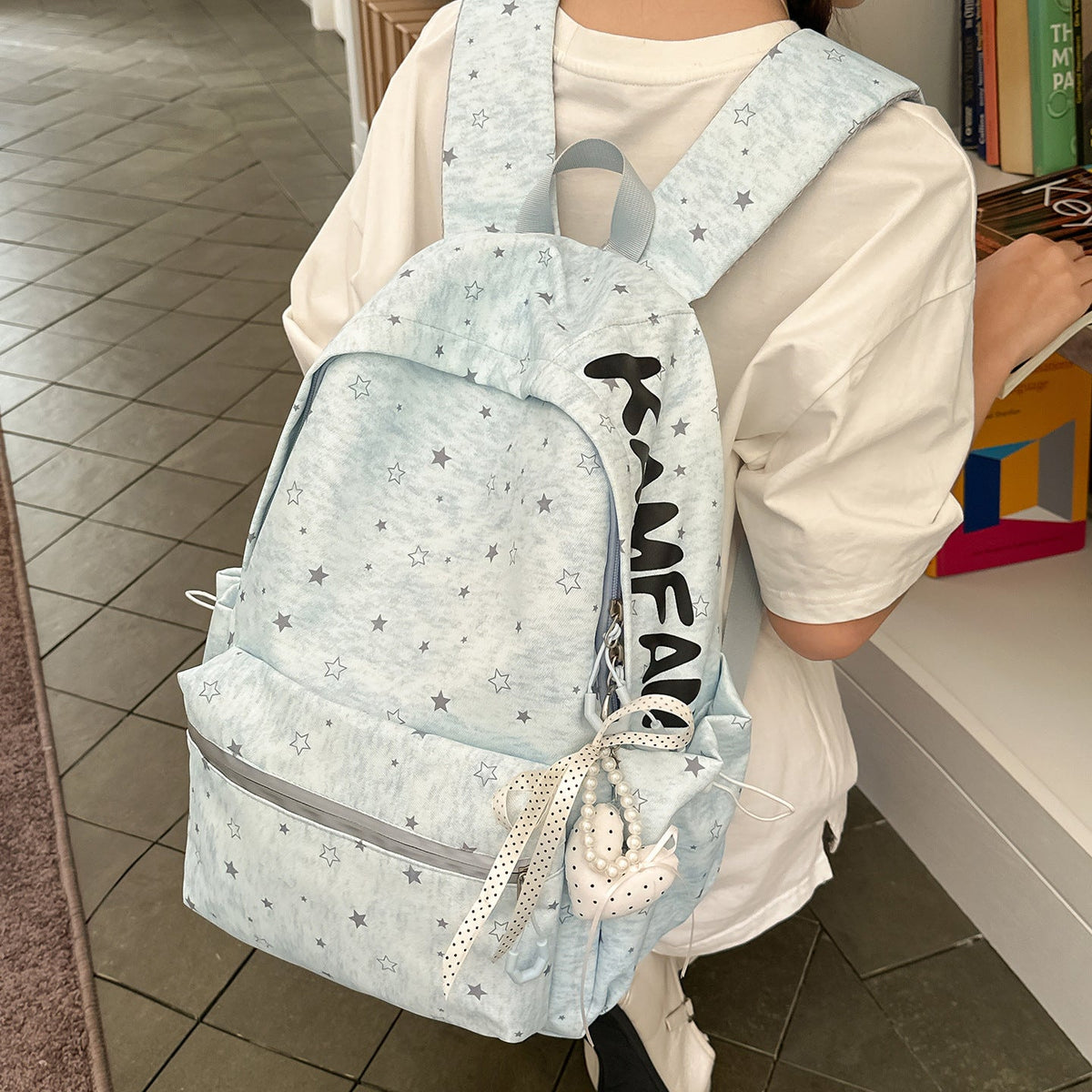 Star-Patterned School Backpack LoungeYard — product view 6